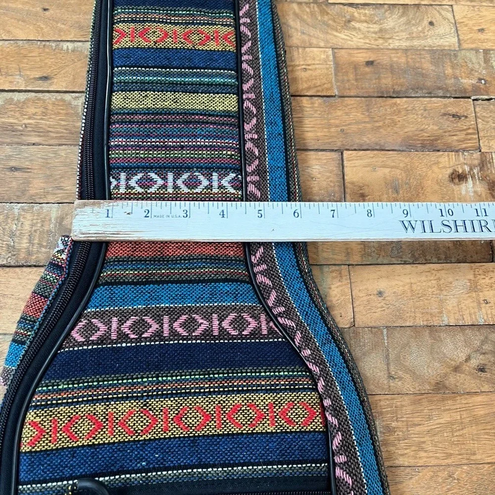 Boho Woven Striped Ukulele Backpack Padded Soft Case 25.75 in Multi-Color